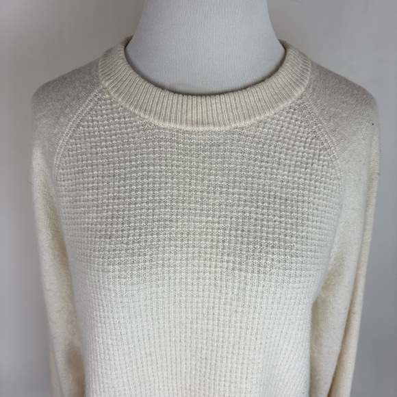 Madewell Merino Wool Cotton Waffle Sweater Cream Size L - Picture 3 of 10